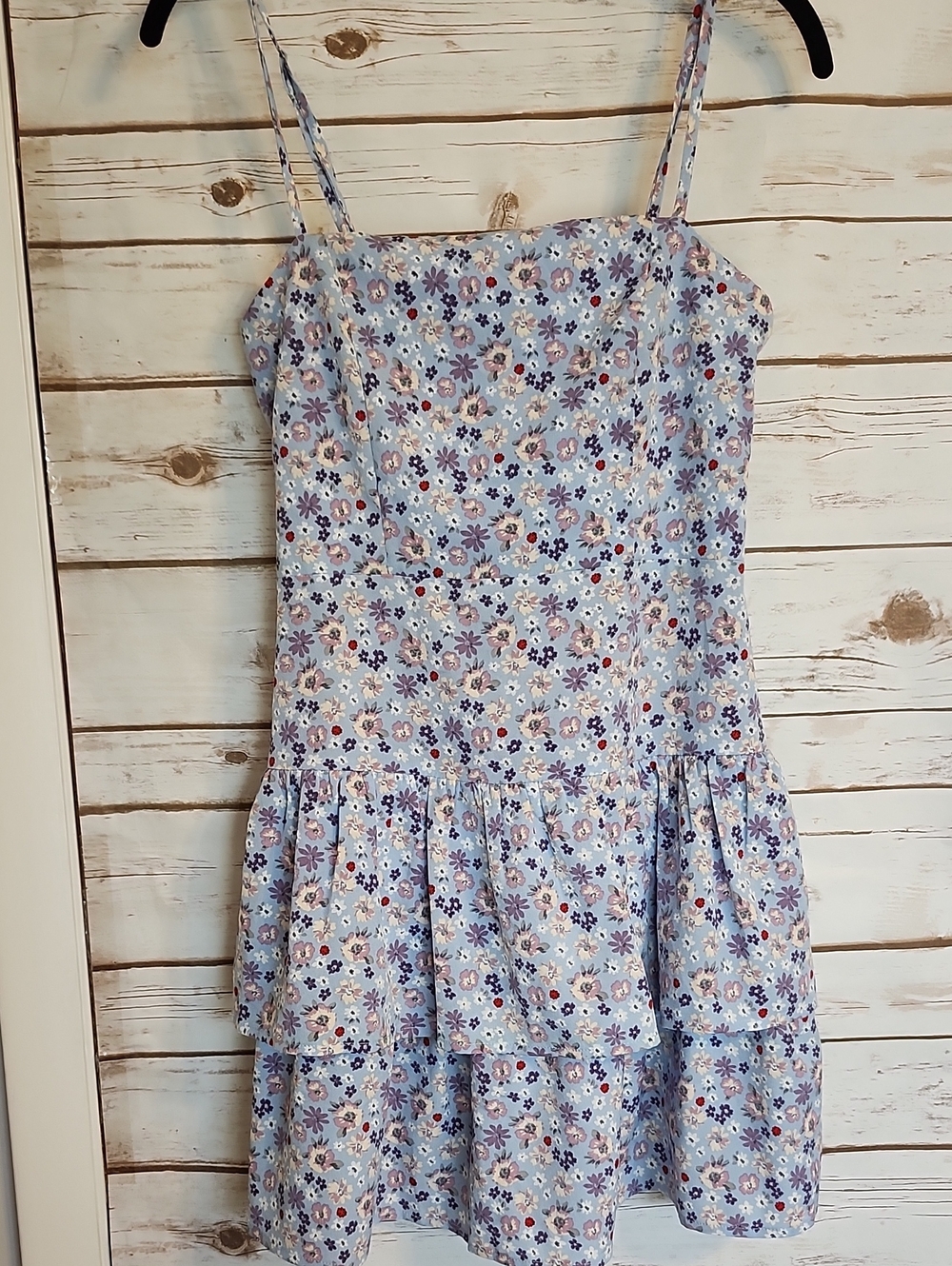 Forever 21 Light Blue Floral Tiered Sundress Small
